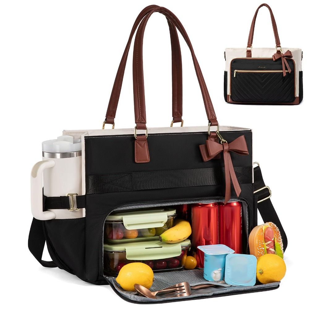 Laptop Accessories Organizer Bag - Große Isolierte Lunch-Tasche 3-in-1-Design mit Becherhalter,
