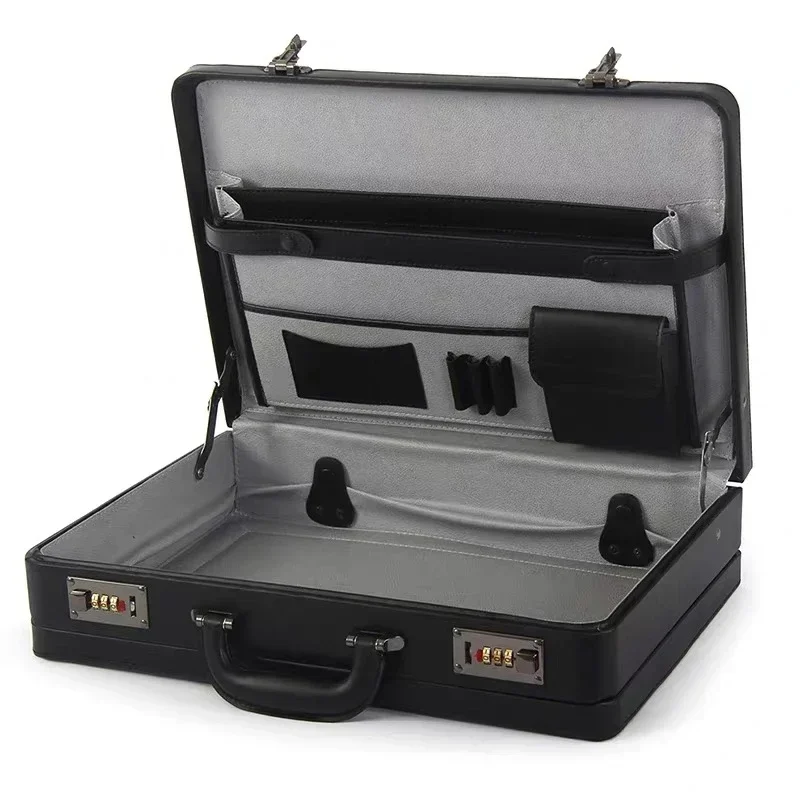 Laptop Accessories Organizer Bag - Passwortgeschützter Multifunktions-Laptopkoffer aus Leder für Geschäftsleute,