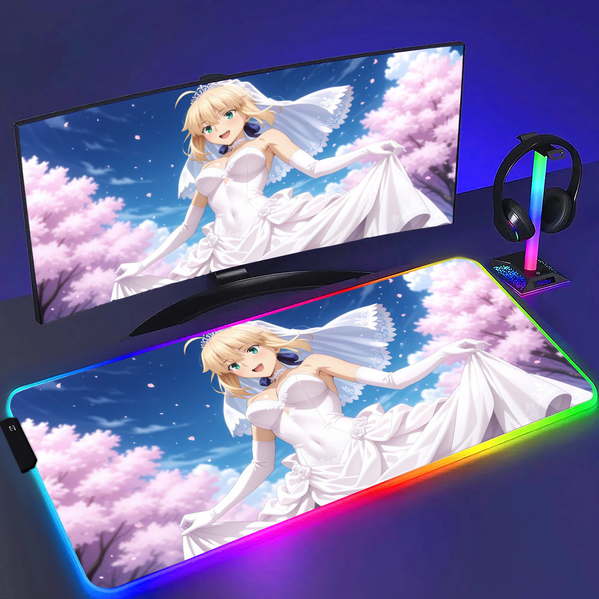 Laptop Accessories Rgb - RGB Anime Fate Sabre MousePad E-Sport
