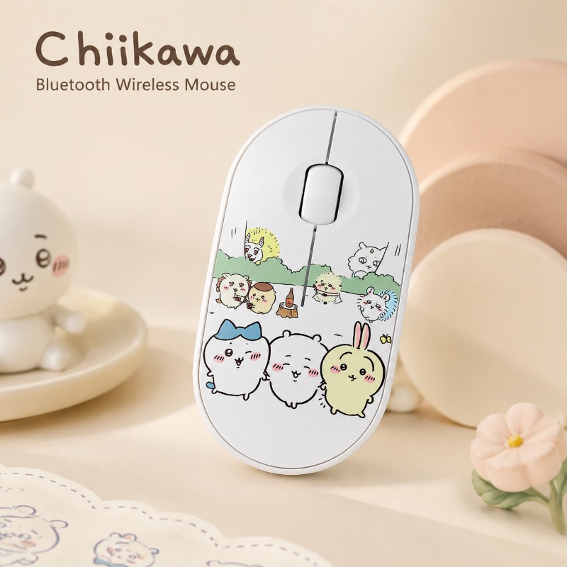 Laptop Office Accessories - Niedliche Chiikawa Bluetooth-Funkmaus, Dual-Modus, geräuschlos, tragbare