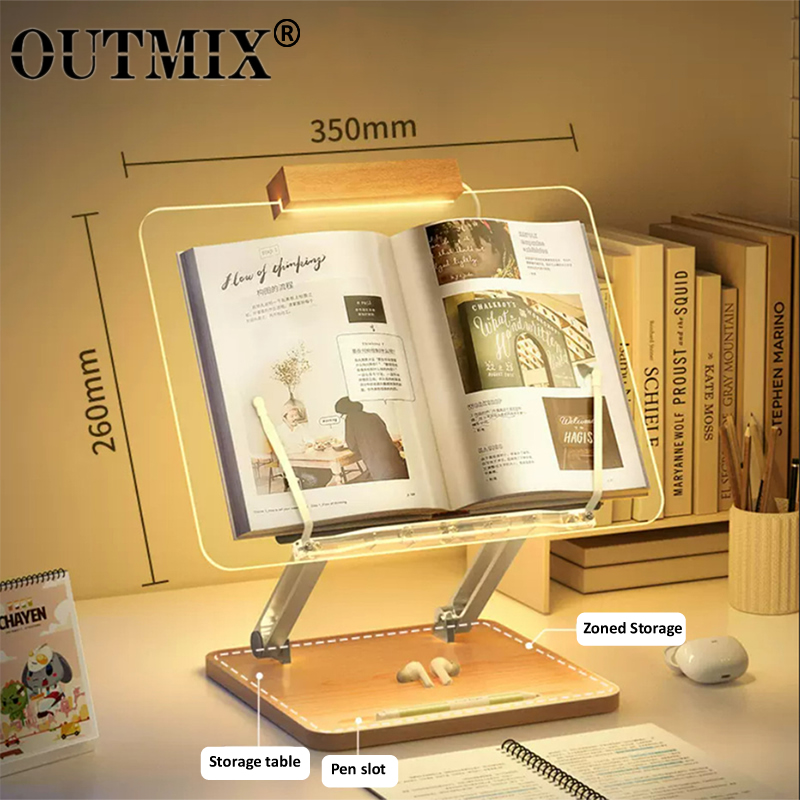 Laptop Office Accessories - Leseständer aus Holz mit Licht, transparentem