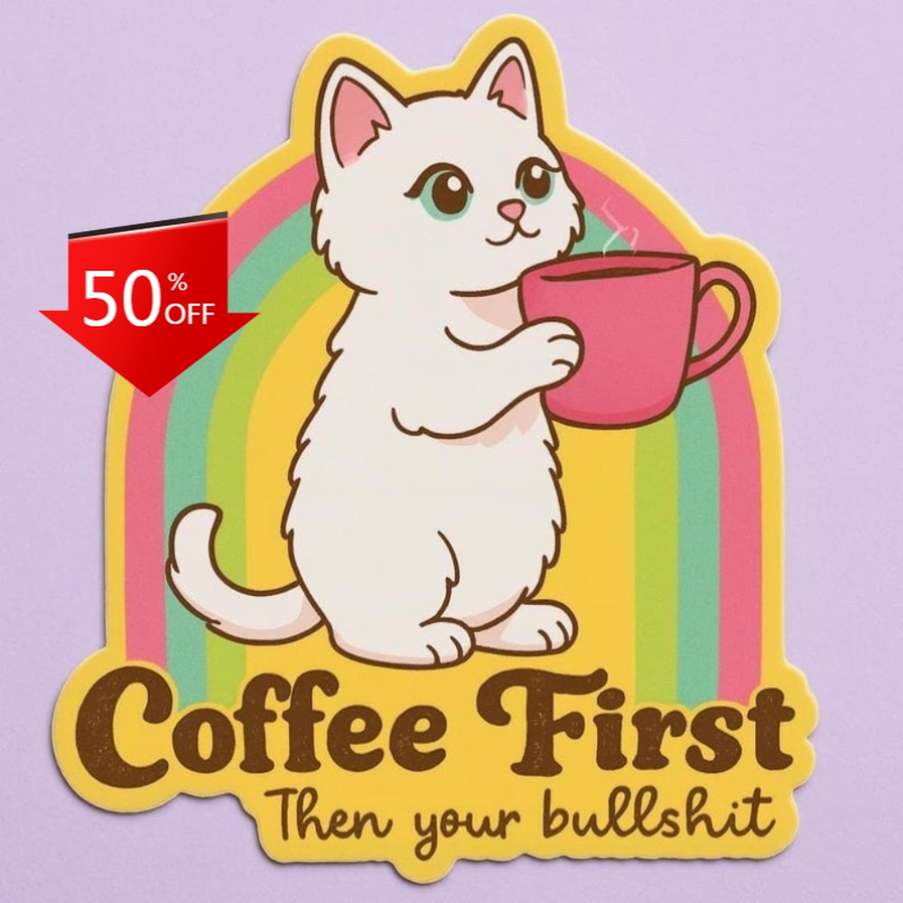 Lustige Kaffee-Katzen-Aufklebe – Laptop Unique Accessories Bewertung und Preis